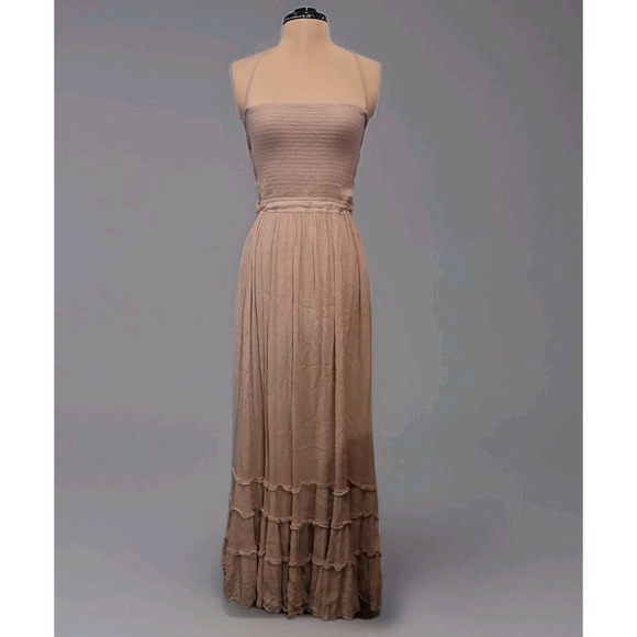 R. Vivimos Dresses & Skirts - R. Vivimos Womens Sz M Smock Halter Maxi Dress Coastal Cowgirl Boho  Open Back